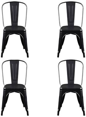 Euro Style 94210mtblk Corsair Black Metal Stacking Side Chairs Set Of 4