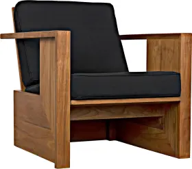 Ae-219t Eurolux Home Ungaro Traditional Teak And Black Cotton Chair