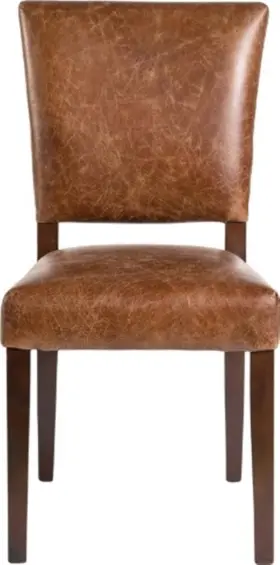 At716-dc Eurolux Home Dining Chair Richmond Pair Brown Top Grain Leather Dark Walnut Birch Wood