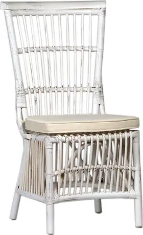 Dt-1763 Eurolux Home Dining Chair Simpson White Wash Off-white Cream Rattan Frame
