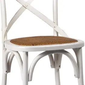 Dt-2126 Eurolux Home Dining Chair Gaston Antique White Birch Frame Rattan Cover