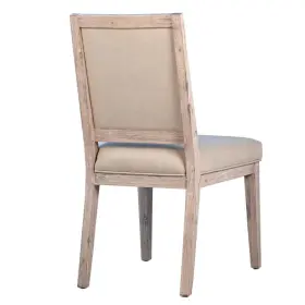 Dt-7770 Eurolux Home Dining Chair Rafael Tan White Brushed Solid Acacia Cotton Blend Fabric