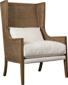 Dt-8189 Eurolux Home Oak Rattan And Cotton Mack Chair-traditional Style