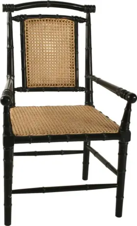 Gcha126ahb Eurolux Home Hand Rubbed Black Bamboo Arm Chair-elegant Colonial Style