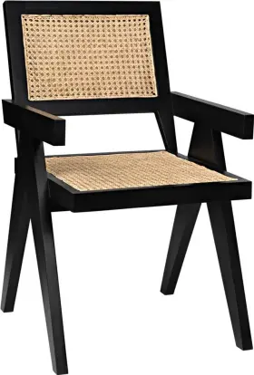 Gcha278b Eurolux Home Elegant Black Teak And Caning Jude Chair By Noir