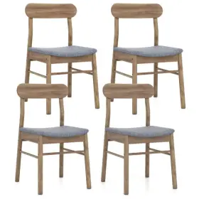 Fabric Upholstered Kitchen Armless Dining Chairs Rubber Wood Fra 694162395359 With Frame Set Of 4