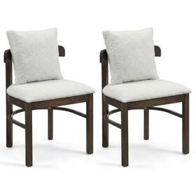 Fabric Upholstered Wood Dining Chairs Set 019119021097 Of 2 With Removable Pillow-gray - Colo
