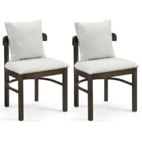 Fabric Upholstered Wood Dining Chairs Set 019119021097 Of 2 With Removable Pillow-gray - Colo