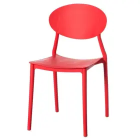 Qi004226.rd Fabulaxe Modern Plastic Outdoor Dining Chair With Open Oval Back