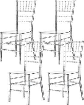 Fabulaxe Qi004658.cl.4 Clear Acrylic Chiavari Chairs Set Of 4 Stackable Transparent Ghost