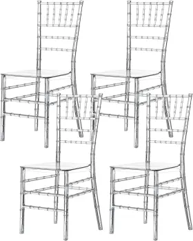 Qi004658.cl.4 Fabulaxe Clear Acrylic Chiavari Chairs Set Of 4 Stackable Transparent Ghost