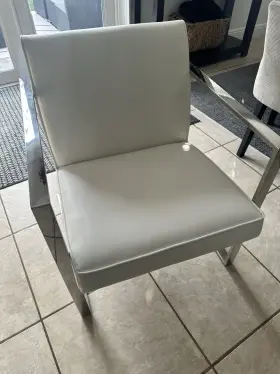 160710905 Fairmont White Accent Chair Leatherette Modern Polished Metal Frame