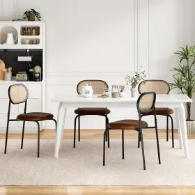 Farini 942348315122 Dining Room Pu Leather Kitchen Chairs Set Of 4 Brown