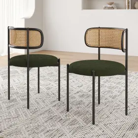 Farini 942348315160 Modern Upholstered Dining Chairs Set Of 2 Rattan Back Room Acce