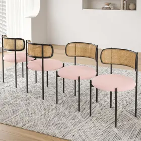 Farini 942348315207 Modern Upholstered Dining Chairs Set Of 4 Rattan Back Room Acce