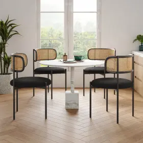 Farini 942348315238 Modern Upholstered Dining Chairs Set Of 4 Rattan Back Room Chai