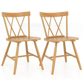 Farmhouse Kitchen Dining Chair Set 197867039134 Of 2 With Rubber Wood Frame-natural - Color