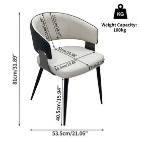 Fativo 15v13z46sa4vb Modern Dining Room Chairs Silicone Leather Upholstered Seat Metal Legs Two Tone