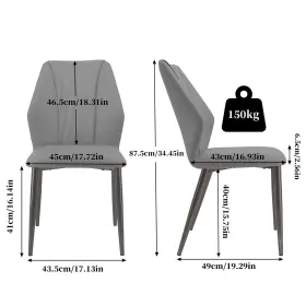 Fdcushv7w Fativo 2pack Dining Room Armless Grey Chairs Kitchen Formal Elegant Pu Leather Design