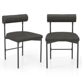 Faux Leather Upholstered Kitchen Chair Set 197867059712 Side Of 2 With Curved And Padded Back