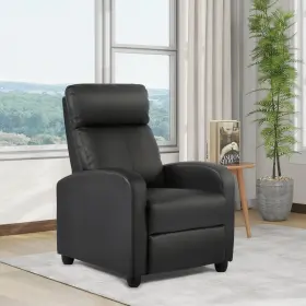 Fdw 445001889897 Reclining Massage Chair Sofa Black Pu Leather With Lumbar Support Waterproof