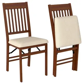 Fc-zd1 Fdw Portable Folding Chairs Wooden Dining Set Of 2 With Cushion No Assembly