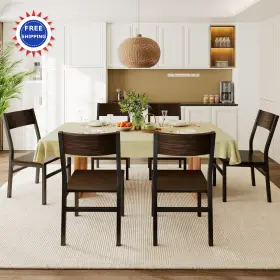 9643 Feonase Dining Chairs Set Of 6 Modern Kitchen Espresso Ergonomic Backrest Board
