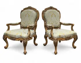 Z-00108-27 Ferguson Copeland 11891-401 Pair - Late 20th Century French Triomphe Armchairs