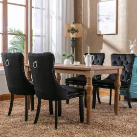 Jk92100.2vd Fetines Set Of 4 Modern Upholstered Dining Chairs With Solid Wood Legs And Nailhead Trim