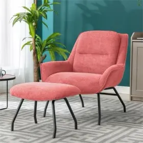 Lb92101289cd Fetines Caicedo Fabric Upholstered Accent Chair With Ottoman In Rose Polyester