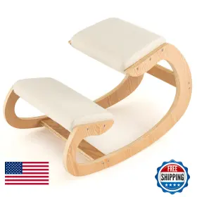 B0crdzmqkn Fireflowery Ergonomic Kneeling Chair Wooden Posture With Extra Padding For
