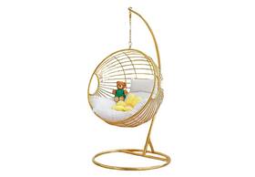 First Of A Kind 723326920509 Tarzan Egg Swing Chair Hanging With Stand Metal Frame Plush Cushion Pink