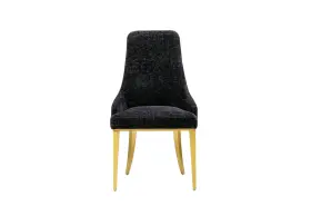 Fk-aj-19-beige First Of A Kind Stylus Dining Chair Living Room Gently Curved Silhouette Gold Legs Comfort Beige