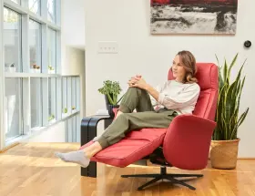 857116pb-248 Fjords Jakob Large Swivel Relaxer Power Electric Recliner Chair Chili Leather
