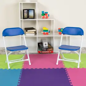 10ykidbl Flash Furniture Kids Plastic Armless Folding Chair Blue 10/pack