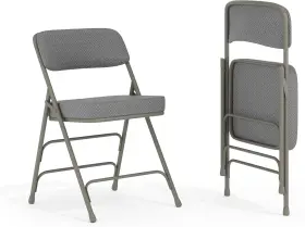 2-ha-mc320af-gry-gg Flash Furniture Hercules Series Metal Folding Chairs With Cushioned Seats Fabri