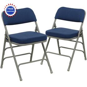 Flash Furniture 2-ha-mc320af-nvy-gg Folding Chairs Metal Cushioned Seat 300 Lb. Static Set Of 2 Navy