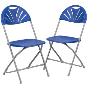 2lel4bl Flash Furniture Plastic Fan Back Folding Chair Blue Set Of 2