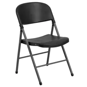 Flash Furniture 313104026051 Hercules Series 330 Lb. Capacity Black Plastic Folding Chair With Charcoal Frame