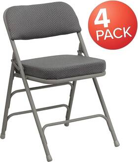 Flash Furniture 4-ha-mc320af-gry-gg Set Of 4 Folding Chairs Padded Seat Metal Event Gray 300lb New