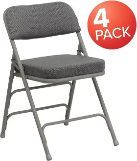 4-ha-mc320af-gry-gg Flash Furniture Set Of 4 Folding Chairs Padded Seat Metal Event Gray 300lb New