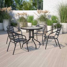 Flash Furniture 4-tlh-017c-bk-gg Lila Black Metal Restaurant Stack Chair With