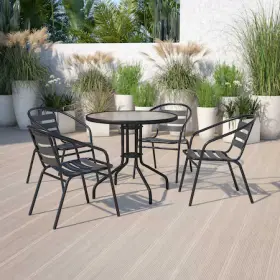 4-tlh-017c-bk-gg Flash Furniture Lila Black Metal Restaurant Stack Chair With