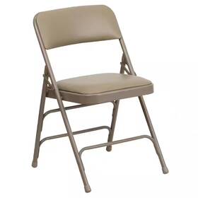 Flash Furniture 445033214209 Hercules Series Curved Triple Braced And Double Hinged Beige Vinyl Upholstered Met