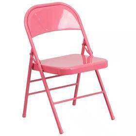 Flash Furniture 445039923952 Pink Metal Stackable Folding Chair