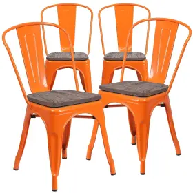 4ch31230orw Flash Furniture Luke Contemporary Metal/wood Stackable Dining Chair Orange
