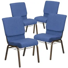 4fch185gvblub Flash Furniture Hercules Series Fabric Church Stacking Chair With Book Rack
