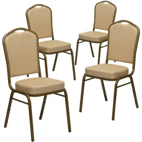 4fdc01ag124e Flash Furniture Fabric Gold Frame Crown Back Banquet Chair Beige 4/pack