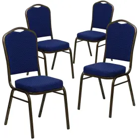 4fdc01gv208 Flash Furniture Fabric Gold Vein Frame Crown Back Banquet Chair Navy Blue 4/pack