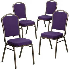 4fdc01purgv Flash Furniture 4/pack Banquet Chairs With Gold Vein Frame